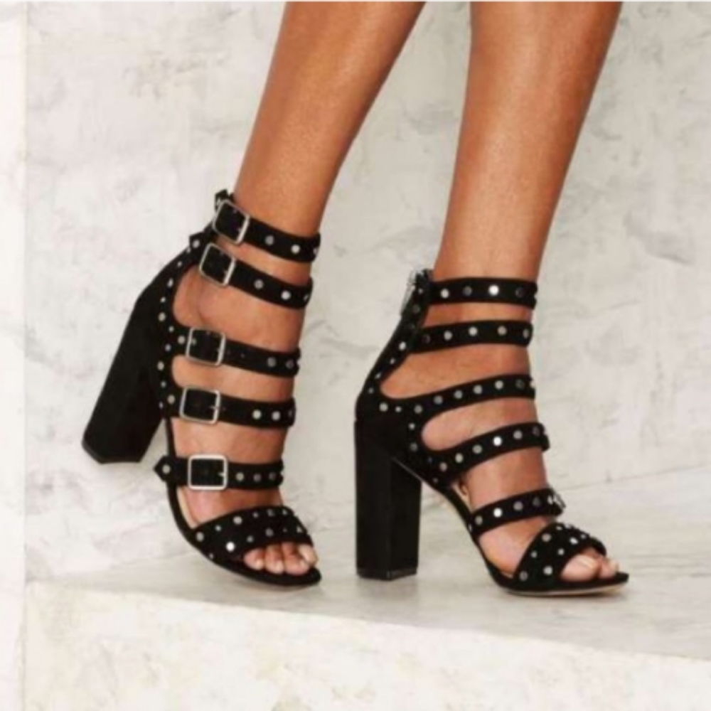 Sam Edelman black suede stud heels